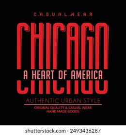 Chicago City typography design and illustration vector for t shirt design