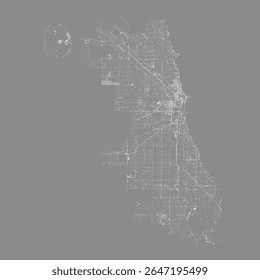 Chicago city United Stated street road map,vector outline illustration image