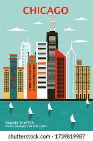 Chicago city USA travel background. Vector illustration