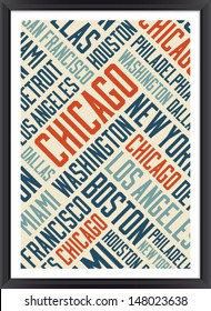 Chicago city words cloud poster  