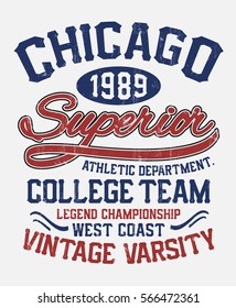 Chicago college typography , vintage lettering for t-shirt and other uses.