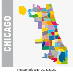 chicago colorful neighborhood vector map