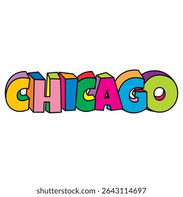 Chicago colorful text logo design vector illustration