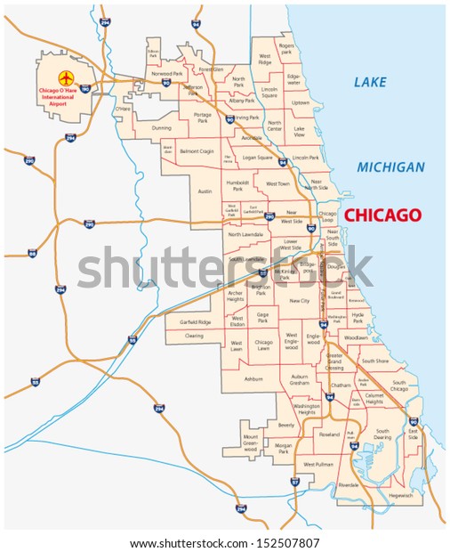 Chicago Community Areas Map Stock Vector (Royalty Free) 152507807