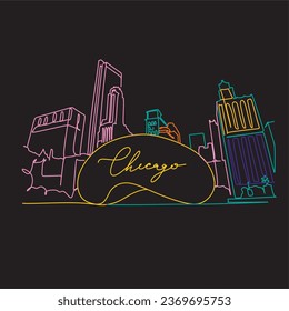 Chicago continuous line art minimalist vector logo