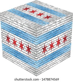 Chicago Cube in made of bricks - Illustration