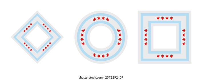 chicago flag icon set. vector illustration isolated on white background