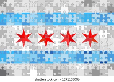 Chicago flag made of puzzle background - Illustration