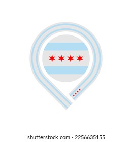 chicago flag map pin icon. isolated on white background