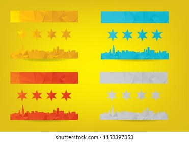 chicago flag in polygon geometry, vector eps 10.