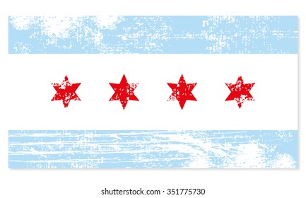 Chicago flag shabby retro style  stylish illustration