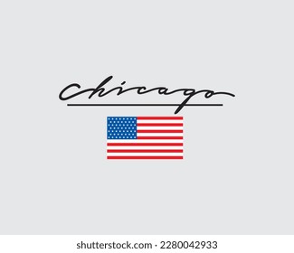 CHICAGO and flag USA vector design