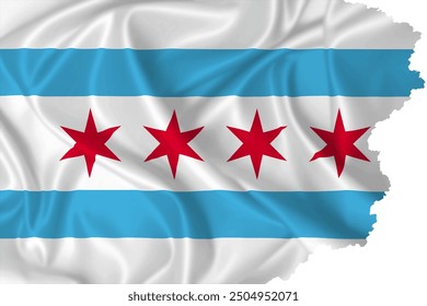 Chicago flag vector with torn edges and transparent background