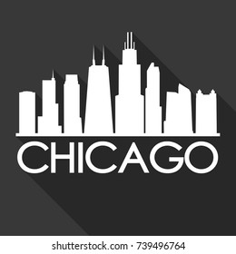 Chicago Flat Icon Skyline Silhouette Design City Vector Art Famous Buildings