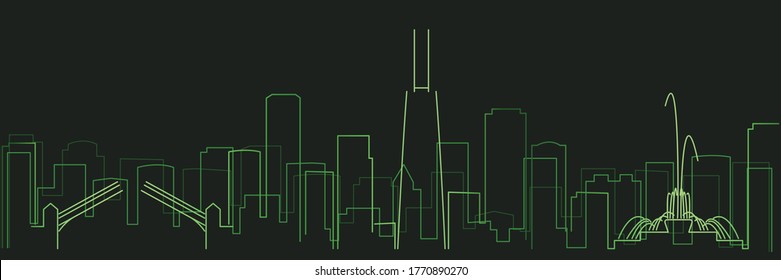 Chicago Futurist Technology Light Trace Skyline