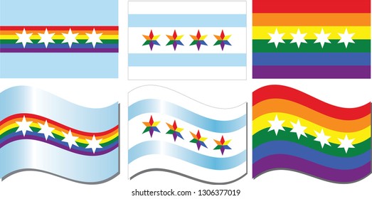 Chicago Gay Pride Rainbow Flags