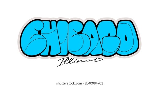 Chicago graffiti style hand drawn lettering. Can be used for printing on t shirt and souvenirs. Posters, banners, cards, flyers, stickers. Decorative vector text.