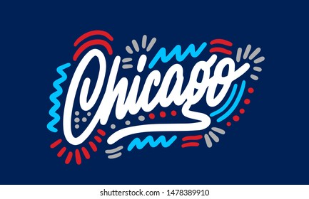 Chicago handwritten city name.Modern Calligraphy Hand Lettering for Printing,background ,logo, for posters, invitations, cards, etc. Typography vector.