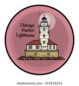 Chicago Harbor Lighthouse, vector illustration