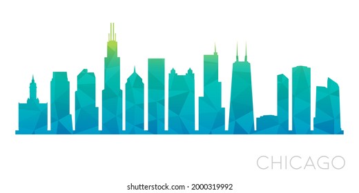 Chicago, IL, USA Low Poly Skyline Clip Art City Design. Geometric Polygon Graphic Horizon Icon. Vector Illustration Symbol.