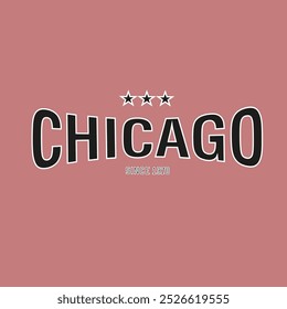 Chicago, Illinois College-Stil T-Shirt-Design. Typografische Grafiken für T-Shirt.  Vektorgrafik.