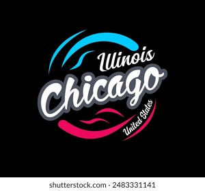 Chicago illinois Design Kreiswellen, Typografie, T-Shirt Print Vektorillustration