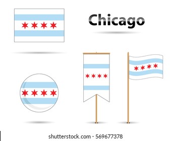 Chicago Illinois flag, blue and red