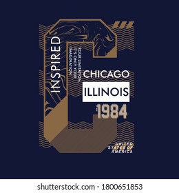 chicago, illinois graphic t shirt vector typography denim vintage illustration design urban style 