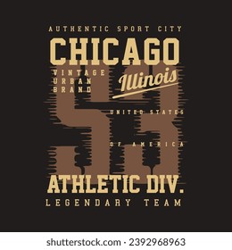 chicago illinois grafische T-Shirt-Design, Typografie, Vektorgrafik, Illustration, casual-style