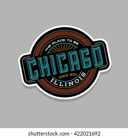 chicago, illinois linear emblem design for t shirts and stickers