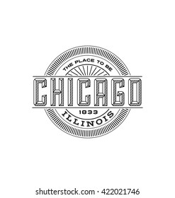 chicago, illinois linear emblem design for t shirts and stickers