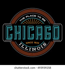 chicago, illinois linear logo design for t shirts and stickers