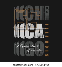 chicago illinois, main street of america graphic typography vector illustration good for t shirt print