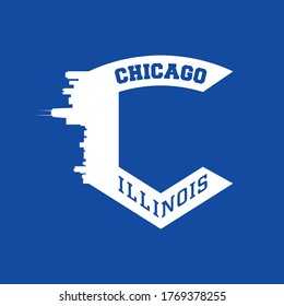 Chicago Illinois shield and typography design in vector illustration