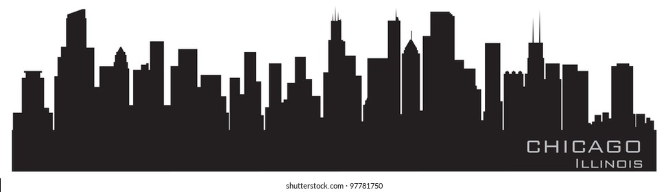 Chicago, Illinois skyline. Detailed vector silhouette