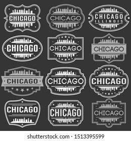 Chicago Illinois Skyline. Premium-Stempel-Rahmen. Grunge Design. Icon Art Vektorillustration. Alte Stilrahmen.