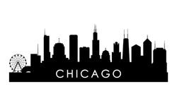 Silhouette De L'Illinois De Chicago. Cleveland Noir Et Création De Ville Isolée Sur Fond Blanc. 