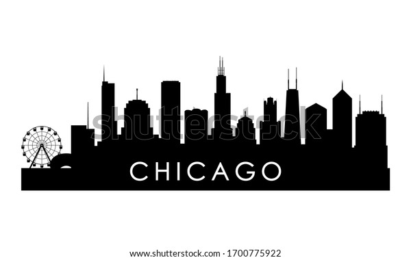 Chicago Illinois Skyline Silhouette Black Chicago Stock Vector (Royalty ...