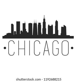 Chicago Illinois Skyline Silhouette City Design Vector Famous Monuments.