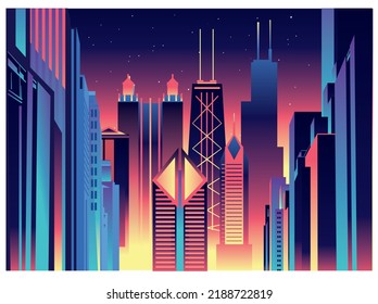 Chicago Illinois skyline vector illustration