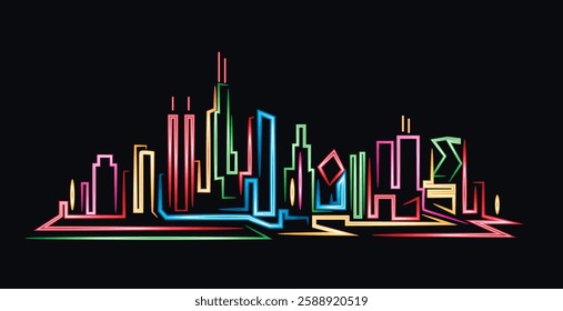 Chicago Illinois skyline vector illustration