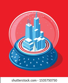Chicago Illinois snow globe vector illustration
