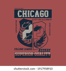 chicago, illinois sport college graphic t shirt design vector typography for ready print