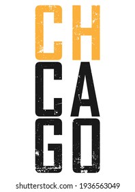 Chicago Illinois tee print. T-shirt design graphics stamp label typography. Vector illustration.