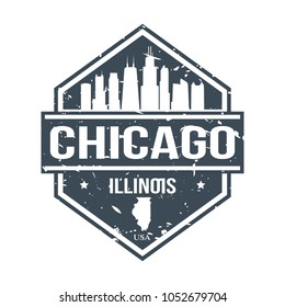 Chicago Illinois Reisestempel Symbol Skyline City Design