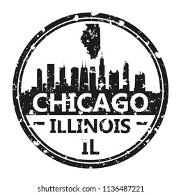 Chicago Illinois Travel Stamp Icon Skyline City Design Tourism