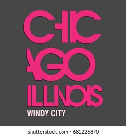 Chicago Illinois typography, t-shirt graphics, vectors