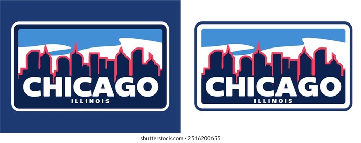 chicago illinois united states of america with chicago city silhouette