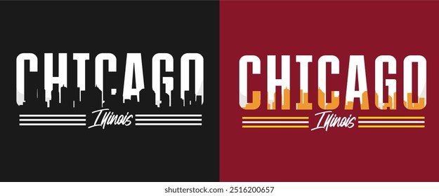 chicago illinois united states of america with chicago city silhouette