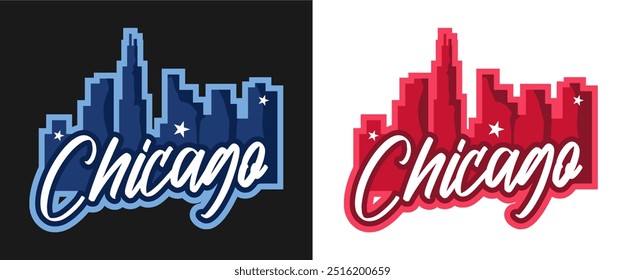 chicago illinois united states of america with chicago city silhouette